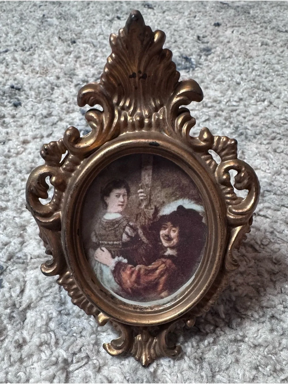 Ornate Bronze-Tone mini baroque style prints with easel backs